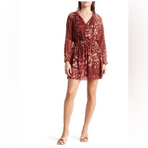 Socialite smocked long sleeve dress